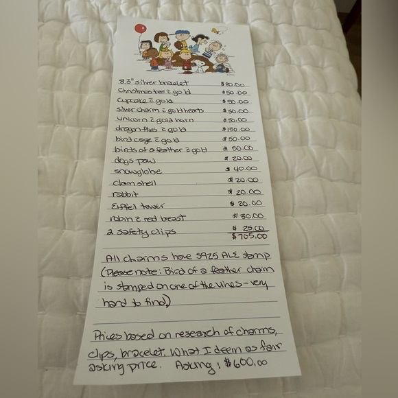 Pandora bracelet with 13 charms and 2 safety clips - Picture 8 of 8